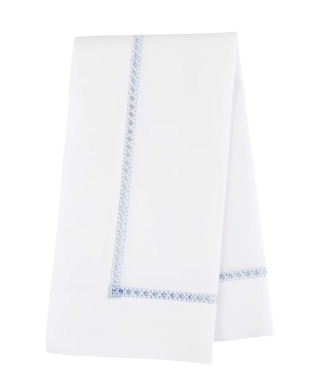 Carlson-Fort Classic White Napkin with Sky Blue Hemstitch | set of 6
