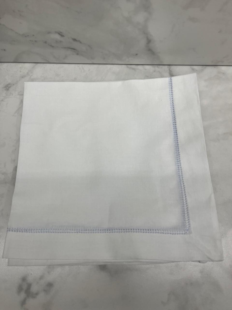 Alexander-Moore Classic White Napkin with Sky Blue Hemstitch | set of 6