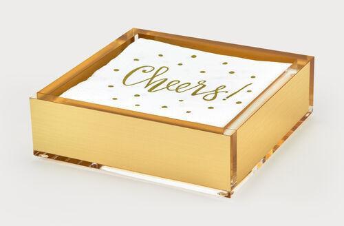 Dove-Buchman Acrylic Cocktail Napkin Tray | Gold