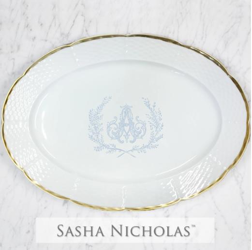 Weave 24k Gold Oval Platter, SNWG131, Sasha Nicholas