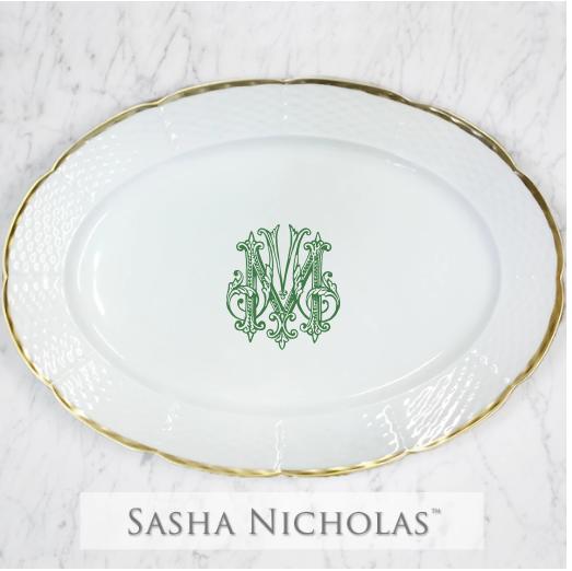 Weave 24k Gold Oval Platter, SNWG131, Sasha Nicholas