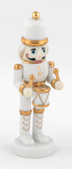 Herend Exhibition Nutcracker Drummer | White + Gold