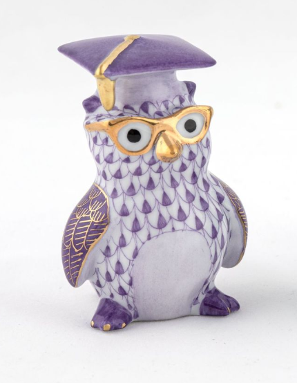 Herend Exhibition Graduation Owl | Lavender