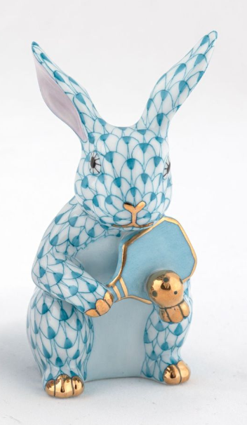 Herend Exhibition Pickleball Bunny | Turquoise Herend Exhibition Pickleball Bunny | Turquoise