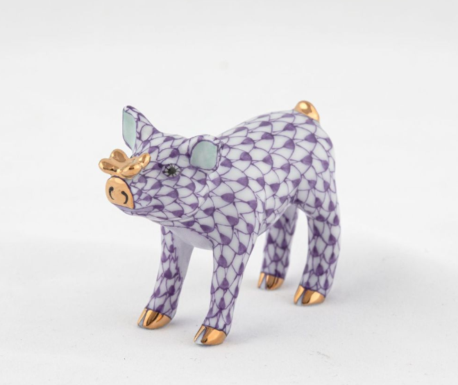 Herend Exhibition Pig with Butterfly | Lavender Herend Exhibition Pig with Butterfly | Lavender