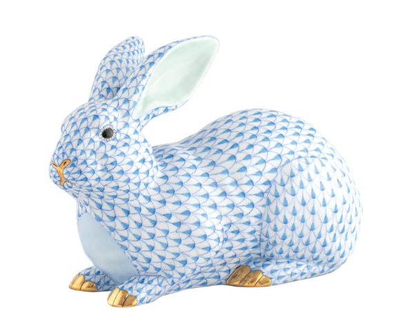 Herend Large Lying Bunny | Blue