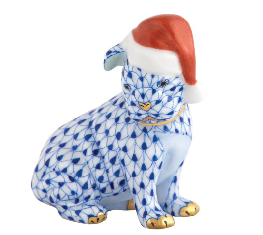 Herend Santa Puppy | Sapphire