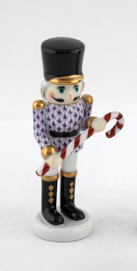 Herend Exhibition Small Nutcracker with Candy Cane | Lavender