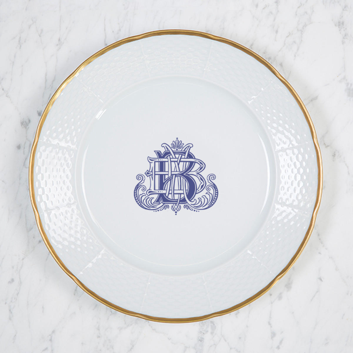 Brisco-bacik Wedding Weave 10.25" 24k Gold Rimmed Dinner, BRISCO-BACIK DINNER, Sasha Nicholas