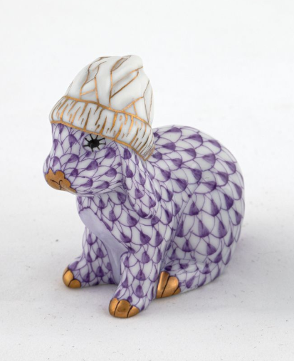 Herend Exhibition Bunny with Winter Hat | Lavender Herend Exhibition Bunny with Winter Hat | Lavender