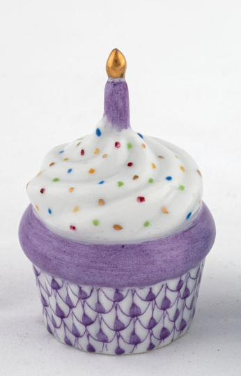 Herend Exhibition Cupcake with Candle | Lavender Herend Exhibition Cupcake with Candle | Lavender
