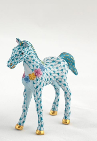 Herend Exhibition Foal with Flowers | Turquoise Herend Exhibition Foal with Flowers | Turquoise