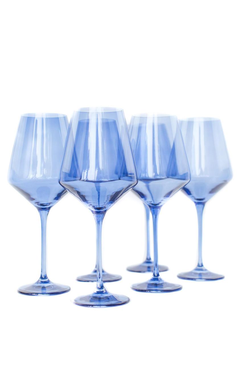 Estelle Colored Glass Estelle Colored Wine Stemware, Set of Six | Cobalt 