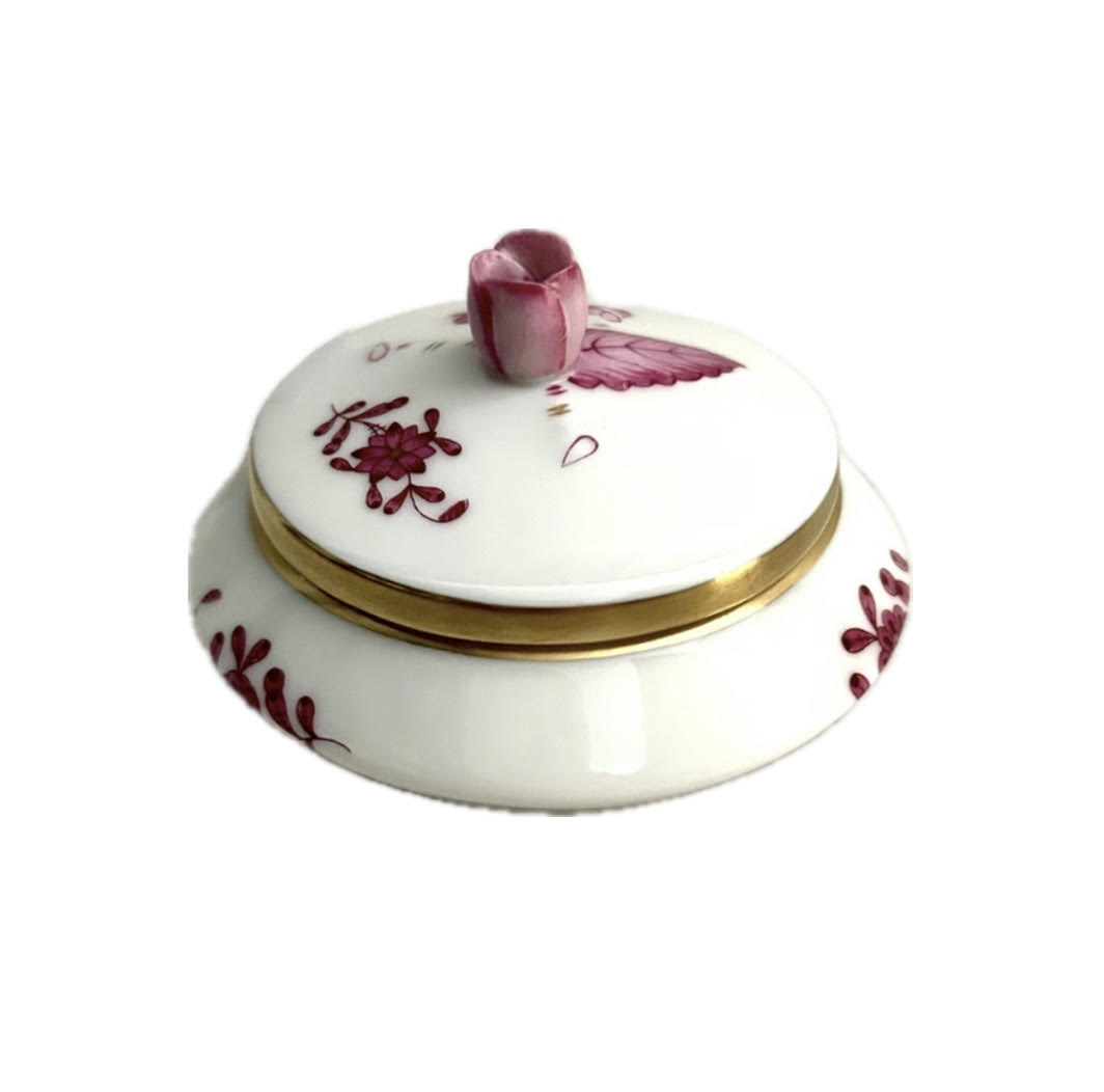 Herend Exhibition Chinese Covered BonBon with Bud | Pink Herend Exhibition Chinese Covered BonBon with Bud | Pink
