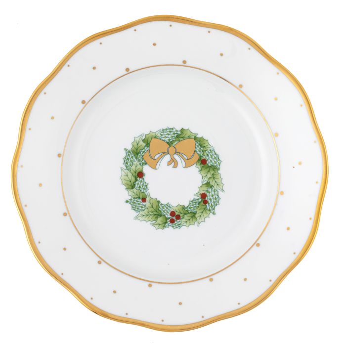 Herend Christmas Dessert Plate | Wreath Herend Christmas Dessert Plate | Wreath