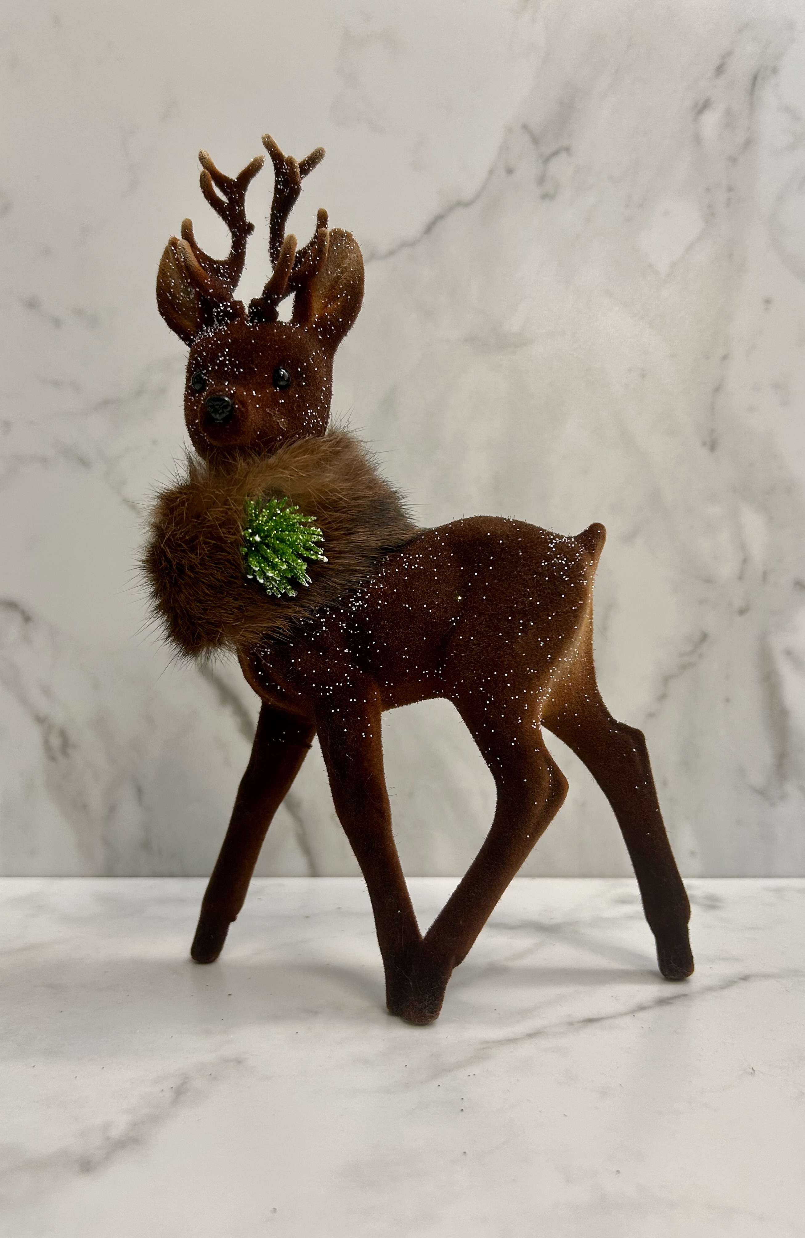 Ino Schaller Flocked Buck with Fur Collar and Antlers | 8"