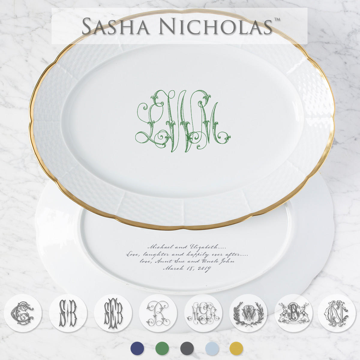 Weave 24k Gold Oval Platter, SNWG131, Sasha Nicholas