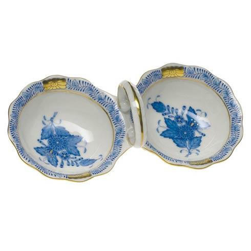 Piccione-Lynch Herend Chinese Bouquet Blue Twin Salt