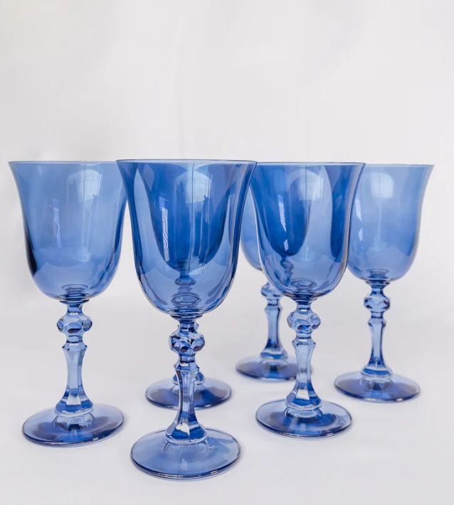 Martin-Zike Estelle Colored Glass Regal Goblet- set of 6 | Cobalt Blue