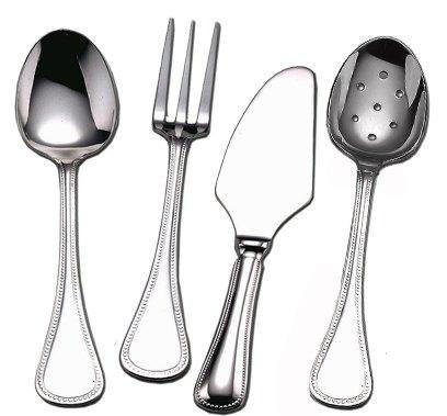 Silver Plated Flatware Le Perle Four Piece Hostess Set, COUDVC-461410, Sasha Nicholas