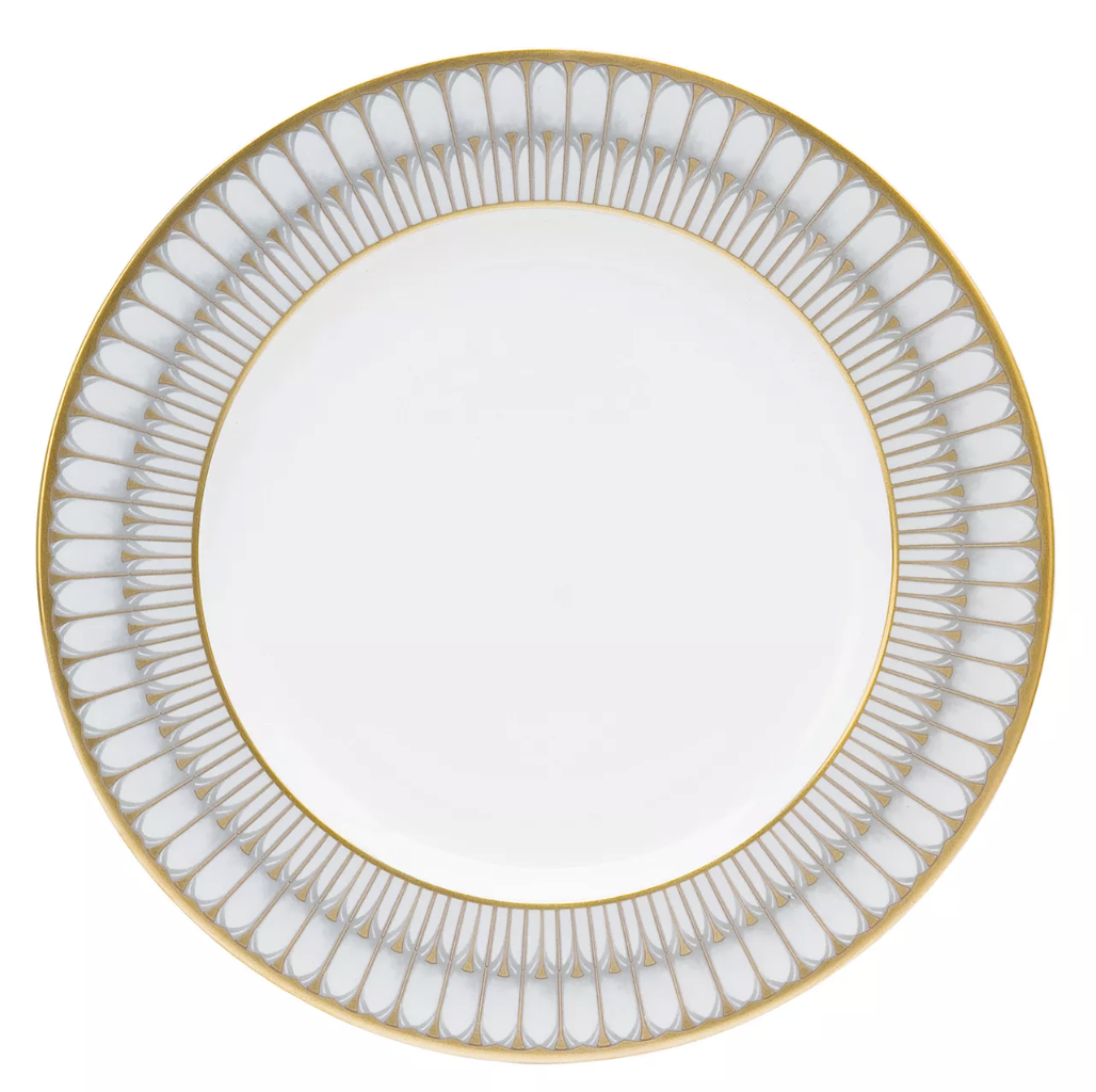 Hibbard-Wolfsberger Arcades Grey & Gold Dinner Plate 