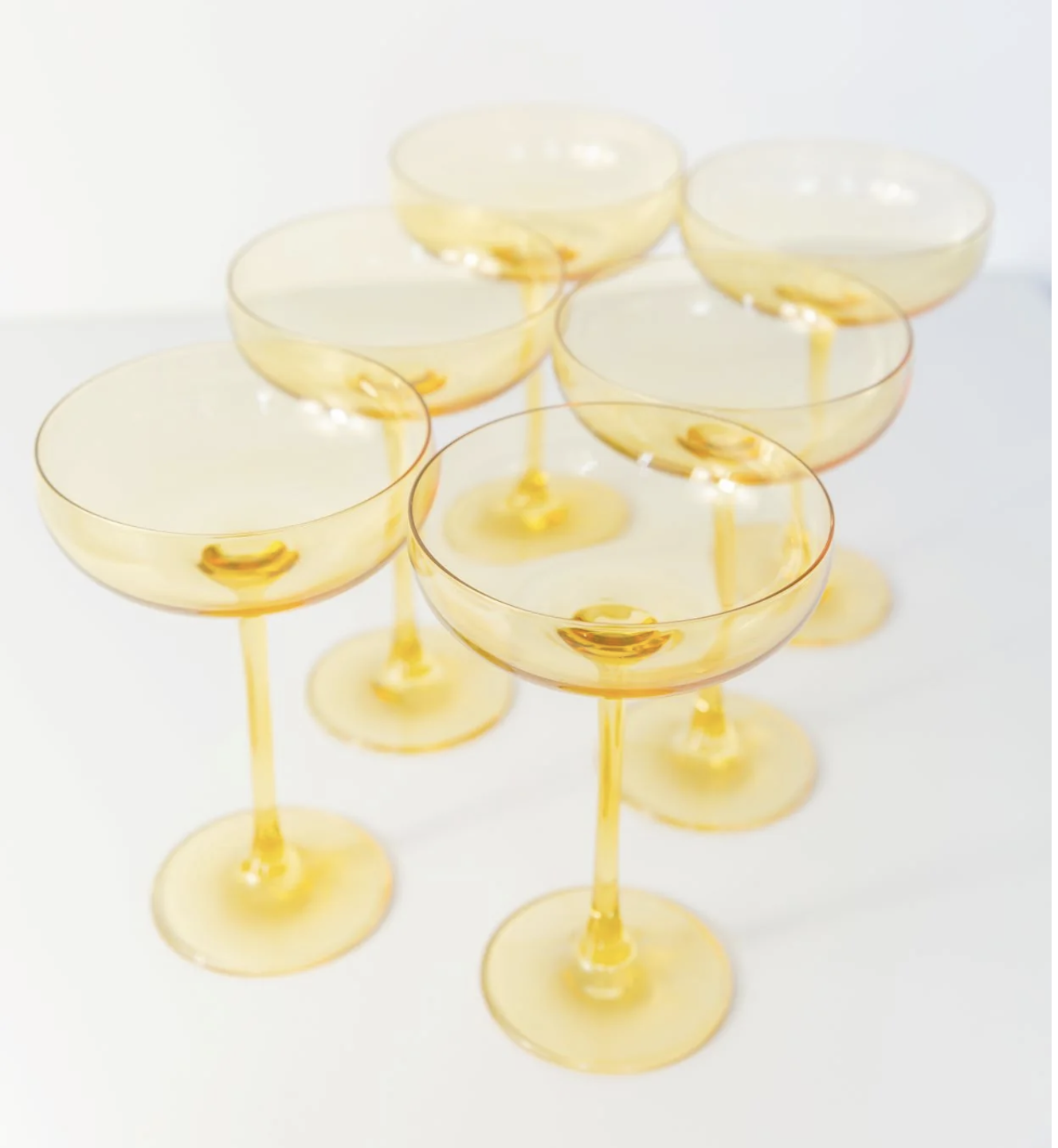 Allen-Hurth Estelle Colored Champagne Coupe Stemware- Set of Six, Yellow