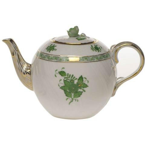 Chinese Bouquet Green Tea Pot W/rose - 36 Oz., HERHRD-AV----01605-0-09, Sasha Nicholas