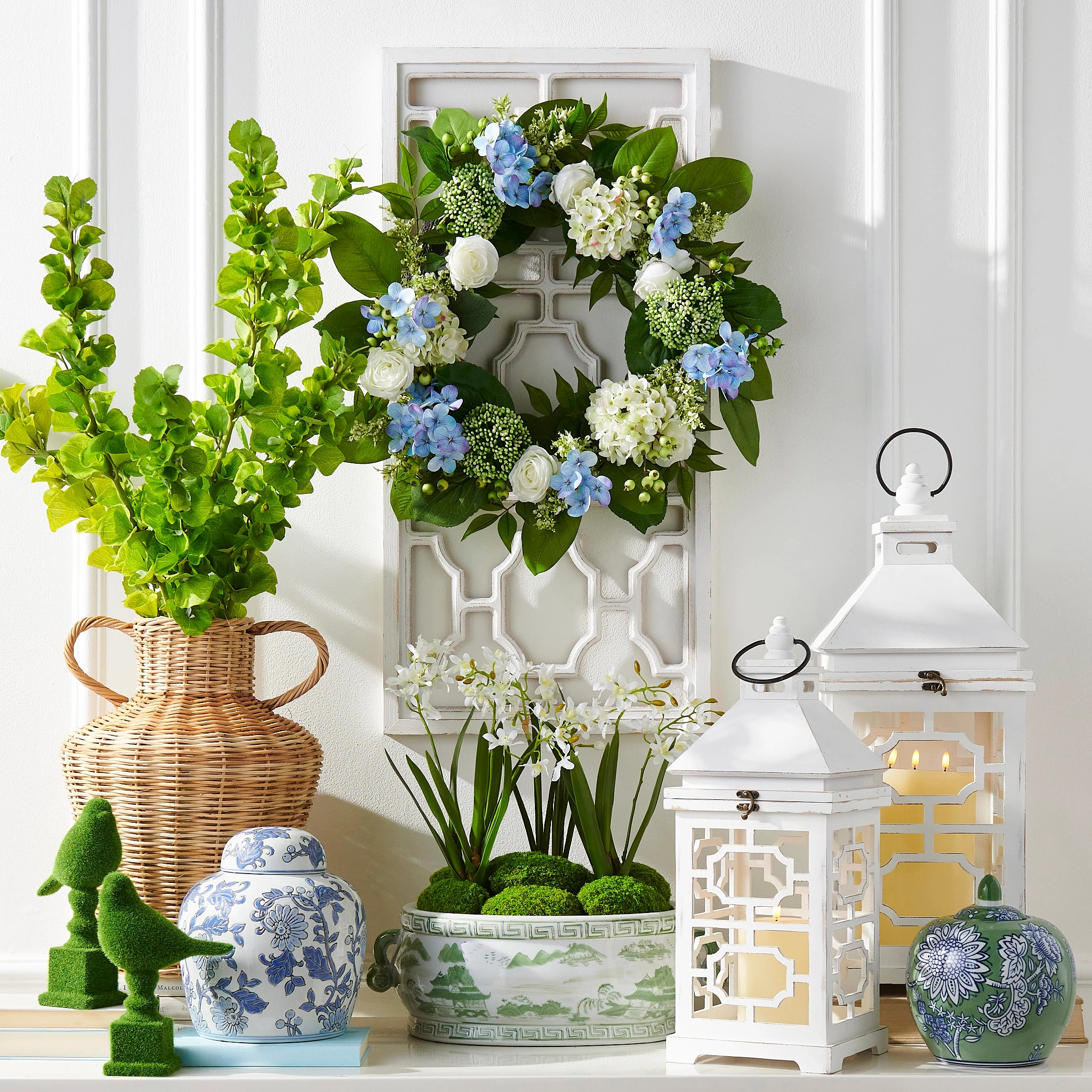 Williams-Branch Green + White Planter | 17"