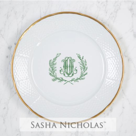 Weave 24k Gold Dinner Plate, SNWG106, Sasha Nicholas