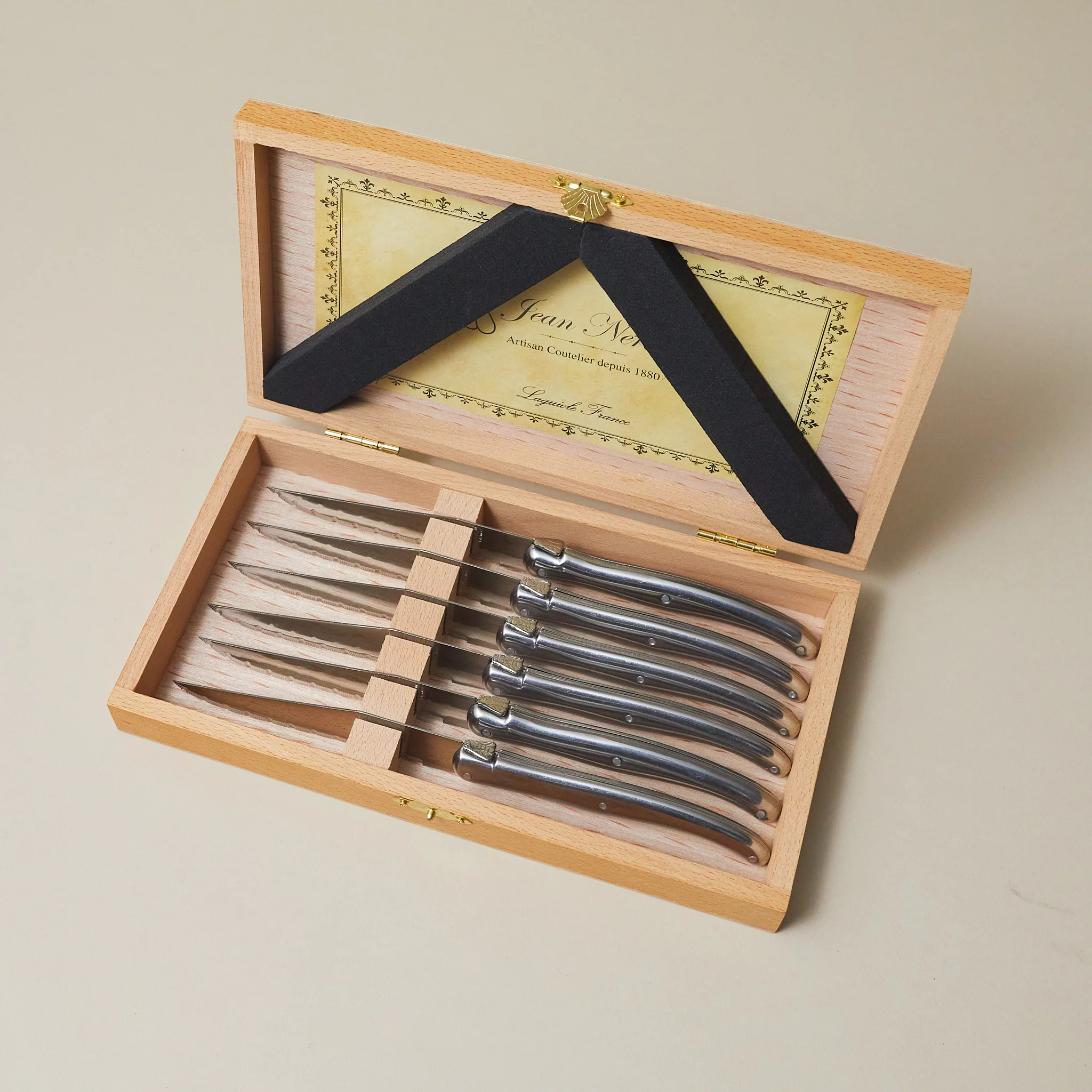 Baur-Stahl Laguiole Stainless Steel Steak Knife Set in Wood Presentation Box