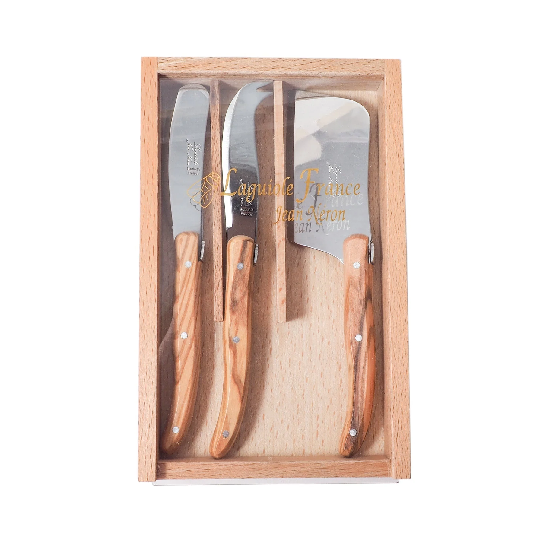 Baur-Stahl Laguiole 3 Piece Cheese Set | Olivewood
