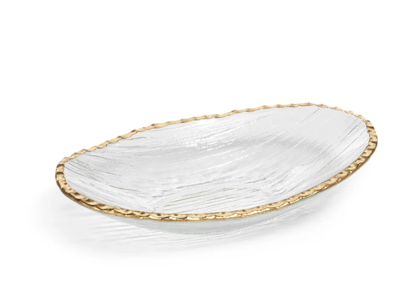 MacDonald-O'Keefe Clear Textured Bowl with Gold Rim | Large