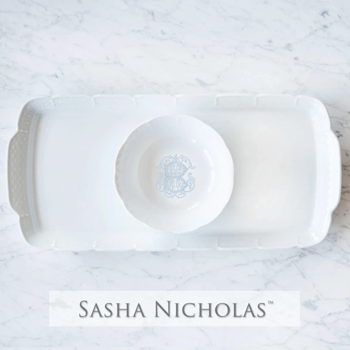 Otto-Besselman Sasha Nicholas Weave Hostess Platter + Petite Bowl Gift Set