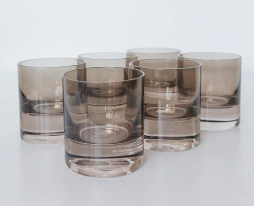 Estelle Colored Rocks Glass - Set of Six (Gray Smoke)
