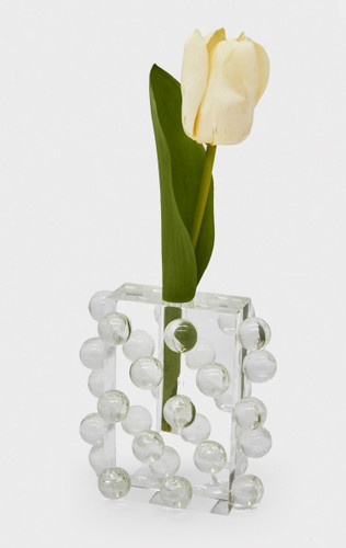 Crystal Bud Vase with Scattered Bubbles | Small