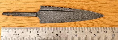 Etched High-carbon Steel Damascus Sgian Dubh Blade