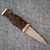 Traditional Scottish Sgian Dubh with carved Highland Oak handle, Sterling Silver fittings, Loch Ness pommel stone and patterned steel blade