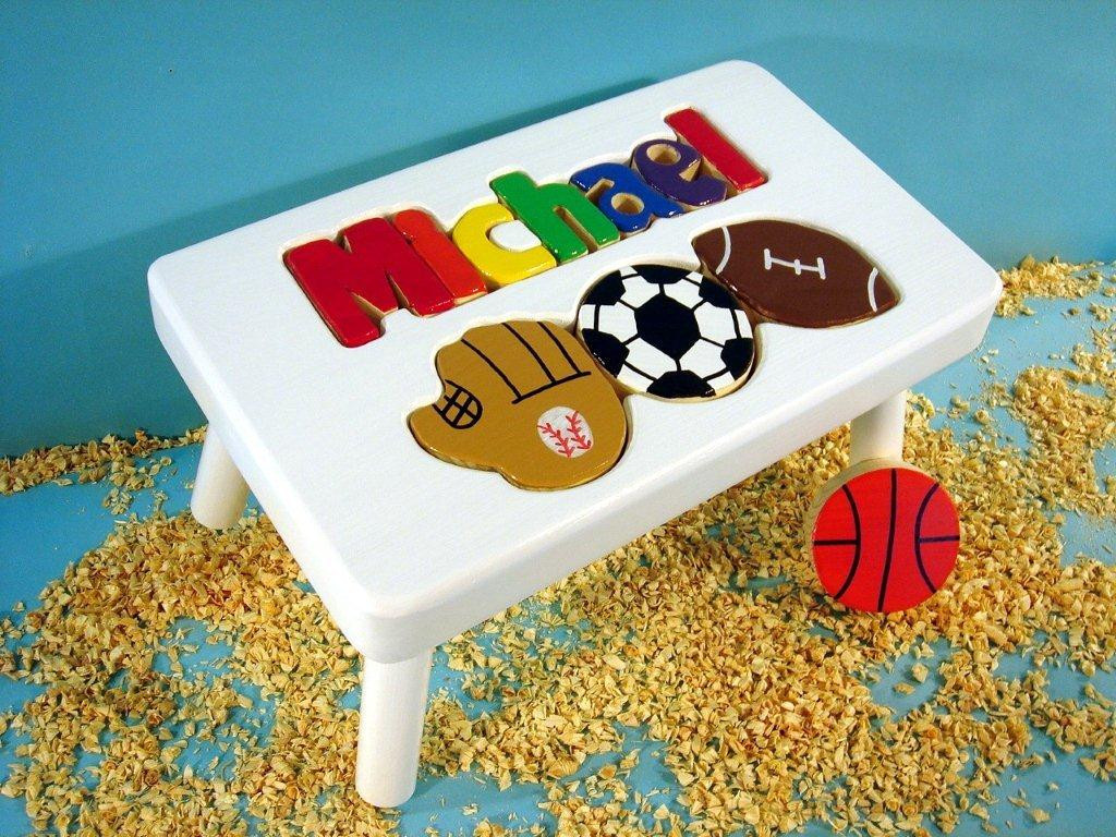 Puzzle Step Stool with Sports