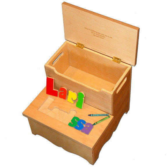 Two Step Puzzle Name Stool with Storage