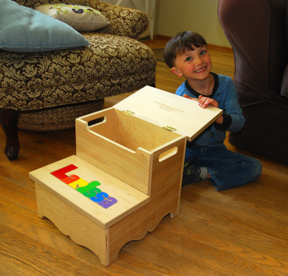 Two Step Puzzle Name Stool with Storage