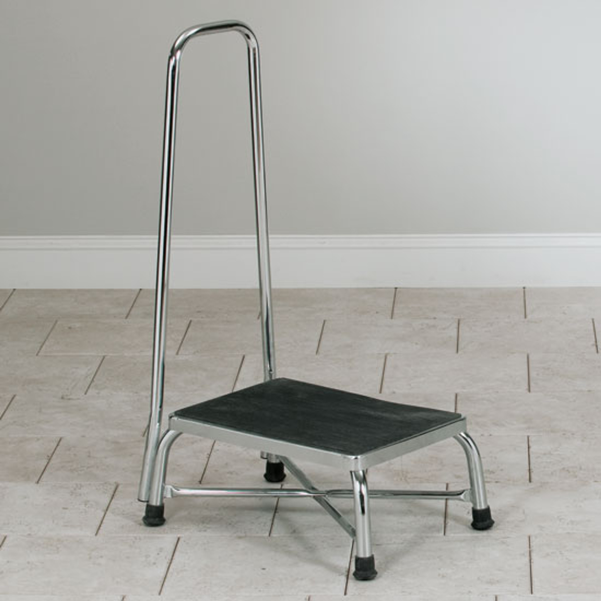 Extra Wide Chrome Bariatrics Step Stool With Handrail   T6250l  24678.1376594643 