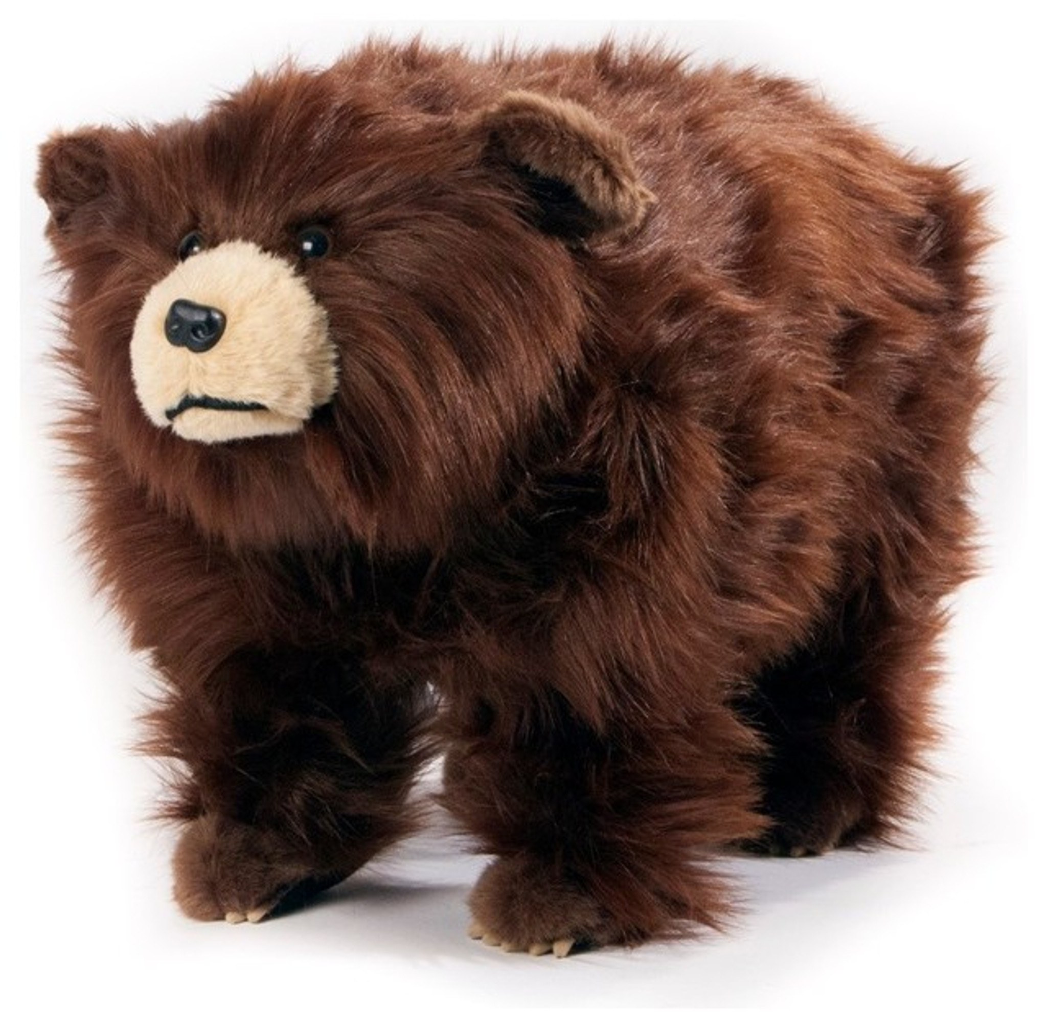 Plush Shaggy Brown Grizzly Bear Footstool