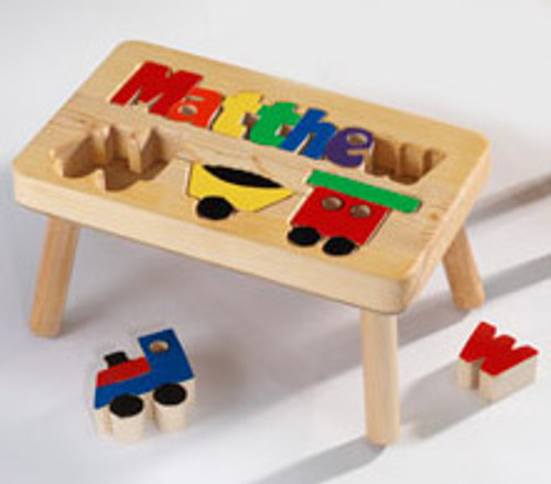 Train Puzzle Name Stool