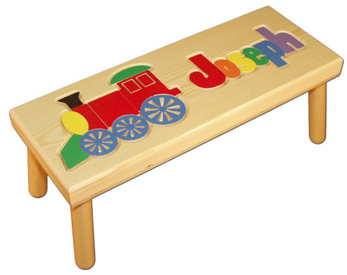 train and name puzzle stool