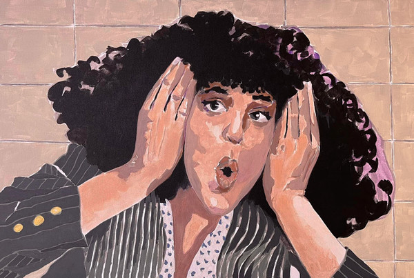 Beloved comedian Gilda Radner captured as her Saturday Night Live character Roseanne Roseannadanna in this acrylic painting on 20"x30" stretched canvas