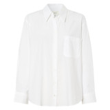 Front product shot of the Oroton Poplin Long Sleeve Shirt in White and 100% cotton for Women