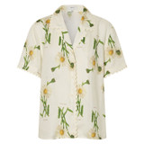Front product shot of the Oroton Field Daisy Camp Shirt in String and 100% Linen for Women