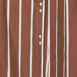 Detail product shot of the Oroton Long Sleeve Stripe Dress in Iced Chocolate and 100% Linen for Women