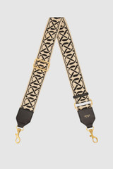 Front product shot of the Oroton Logo Bag Strap in Black/Natural and Premium smooth leather and webbing material for Women . IP:1