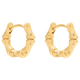Front product shot of the Oroton Bamboo Mini Hoops in Gold and Brass Base With 18CT Gold Plating for Women
